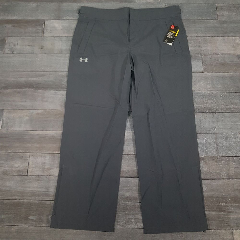UNDER ARMOUR GOLF STORM Waterproof Rain Pants Mens Size 2XL 44x32 Grey Polyester